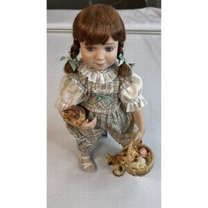 Samantha Favorite Friends Georgetown Collection Porcelain Doll W: Kittens 15”